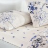 Lenjerie de pat dublu bumbac 100% ranforce, design cu flori albastre, TAC, Luna Mavi