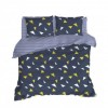 Lenjerie de pat dublu bumbac 100% ranforce cu design geometric în nuanțe de bleumarin, galben și alb, set de 4 piese