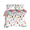 Lenjerie de pat dublu bumbac 100% ranforce cu design colorat și abstract, set de 4 piese