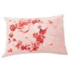 Lenjerie de pat dublu fosforescentă cu design romantic de trandafiri și inimioare roșii pe fundal roz, bumbac 100% ranforce