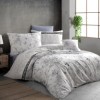 Set lenjerie de pat floral alb și gri, bumbac 100% Ranforce, cu imprimeu de fluturi