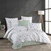 Lenjerie pat bumbac 100% ranforce Nazenin Home Garden cu frunze verzi, 6 piese