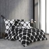 Lenjerie de pat dublu bumbac 100% ranforce model Noir cu design geometric în alb și negru