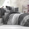 Lenjerie de pat dublu bumbac 100% ranforce model Zigo Gri cu design modern în nuanțe de gri și negru