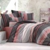 Lenjerie de pat dublu bumbac 100% ranforce model Zigo Rose cu design modern în nuanțe de roz și negru