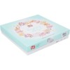 Lenjerie de pat dublu din bumbac 100% ranforce cu design floral roz pudră pe fundal alb