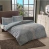Lenjerie de pat dublu bumbac 100% ranforce Tac Basic Janna Mavi, design geometric elegant, albastru și gri