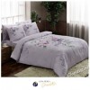 Lenjerie de pat dublu bumbac 100% Ranforce Tac Clementine Lila cu design floral delicat în nuanțe de lila