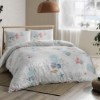 Lenjerie de pat dublu bumbac 100% ranforce cu design marin în nuanțe de alb, albastru, roșu și galben, set de 4 piese