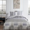 Lenjerie de pat din bumbac ranforce Tac, design modern cu forme geometrice în nuanțe de albastru, alb și gri, set 4 piese