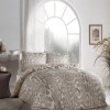 Lenjerie de pat dublu cu design elegant maro și bej cu motive abstracte, bumbac 100% ranforce