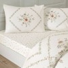 Lenjerie de pat TAC Elira din bumbac 100% ranforce alba cu imprimeu floral elegant