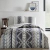 Lenjerie de pat din bumbac ranforce Tac, design modern cu motive geometrice în nuanțe de albastru și gri, set 4 piese