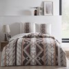 Lenjerie de pat din bumbac 100% ranforce cu design geometric maro și alb, TAC