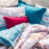 Lenjerie de pat dublu bumbac 100% ranforce TAC Freja cu design floral colorat.