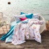 Lenjerie de pat dublu bumbac 100% ranforce TAC Freja cu design floral colorat.