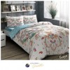 Lenjerie de pat dublu bumbac 100% ranforce TAC Freja cu design floral colorat.