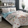 Lenjerie de pat dublu bumbac 100% ranforce TAC Freja cu design floral colorat.