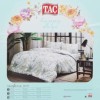 Lenjerie de pat model floral alb-negru pe fundal alb, pat dublu, din bumbac 100% ranforce, Tac Jamie