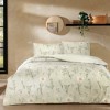 Lenjerie de pat TAC Laurel din bumbac 100% ranforce, design floral cu flori de margarete pe fundal verde pal