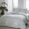 Lenjerie de pat dublu cu design floral delicat în gri și alb, bumbac 100% ranforce