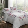 Lenjerie de pat dublu bumbac 100% ranforce Tac Madonna, design floral viu colorat, alb, roz, mov și portocaliu