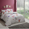 Lenjerie de pat dublu bumbac 100% ranforce Tac Nancy Pembe, design floral și fluturi, alb, roz, mov și portocaliu