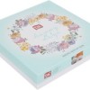 Lenjerie de pat dublu Tac din bumbac ranforce, design floral pastelat în nuanțe de roz, mov, galben și albastru