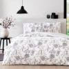 Lenjerie de pat TAC Rosie din bumbac 100% ranforce, design floral în nuanțe de mov și gri