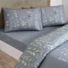 Lenjerie de pat TAC Serelis din bumbac 100% ranforce gri-albăstrui cu imprimeu floral elegant