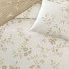 Lenjerie de pat dublu TAC Vellise Floral din bumbac 100% ranforce crem cu imprimeu bej