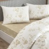 Lenjerie de pat dublu TAC Vellise Floral din bumbac 100% ranforce crem cu imprimeu bej