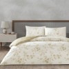 Lenjerie de pat dublu TAC Vellise Floral din bumbac 100% ranforce crem cu imprimeu bej