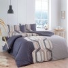 Lenjerie de pat din bumbac 100% ranforce cu design geometric în nuanțe de maro și crem, TAC