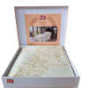 Lenjerie de pat damasc crem din bumbac satinat TAC, model Angel, set complet
