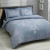 Lenjerie de pat bumbac satinat gri cu model floral alb
