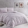 Lenjerie de pat dublu din bumbac satinat lila cu damasc, model Castillo