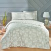 Lenjerie de pat gri din bumbac satinat Peggy cu flori albe, set de 4 piese, decor elegant și sofisticat