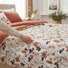 Lenjerie de pat dublu Cooper Leaves din bumbac ranforce premium cu frunze de toamnă cărămizii și arămii