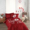 Lenjerie de pat dublu cu broderie, Class Home, Love Rosu