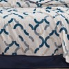 Lenjerie de pat dublu cu imprimeu geometric albastru, din bumbac 100% creponat, set de 4 piese.