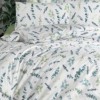 Lenjerie de pat dublu cu imprimeu de frunze stilizate, din bumbac 100% creponat, set complet.