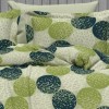 Lenjerie de pat dublu cu cercuri verzi, material bumbac creponat, set 4 piese cu elastic