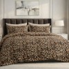 Lenjerie de pat dublu din bumbac 100% creponata cu elastic, imprimeu leopard