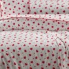 Lenjerie de pat dublu creponata cu elastic 140x200 cm din bumbac,cu inimi rosii, set 4 piese.