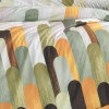 Lenjerie de pat dublu creponata cu elastic 160x200 cm din bumbac, model geometric modern