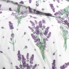 Lenjerie de pat dublu cu lavanda, bumbac 100%, set 4 piese, cearceaf elastic pentru saltea 180x200 cm.