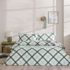 Lenjerie de pat dublu cu 2 fete TAC Greeny Verde din bumbac 100% ranforce, design geometric si floral