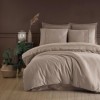Lenjerie de pat dublu cu bordură jacquard, Clasy Home, design dungi și bordură bej - Nienna V1