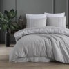 Lenjerie de pat dublu cu bordură jacquard, Clasy Home, design dungi și bordură gri-alb - Tulkas V1